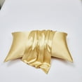 thumbnail image 4 of HIG Cooling Curved Pillow Cases 2 Pack King - Silky Soft Stretch Satin Pillow Shams, Gold - 20x36 Inches, 4 of 7