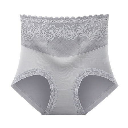 Tiqkatyck Womens Underwear High Waisted Silk Feeling Comfort Briefs Underwear Hiplift Lace Underwear Butt Lifting Panties Seamless Thong Panties for Women Grey L
