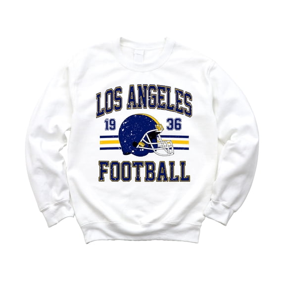 Vintage Los Angeles 1936 Football Sweatshirt for Men Women and Kids Distressed Game Day Pullover White Sweatshirt Youth Medium