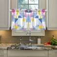 thumbnail image 2 of Yayeee Kitchen Curtains Tier Pair Light Filtering 27"x36" Rod Pocket Short Cafe Window Panel, Retro Simple Shapes, 2 of 7