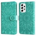 thumbnail image 2 of Allytech for Samsung Galaxy A53 5G Wallet Case, [Flower Embossed] Premium PU Leather Wallet Flip Protective Phone Case Cover with Wrist Strap and Kickstand for Galaxy A53 5G,Green, 2 of 9