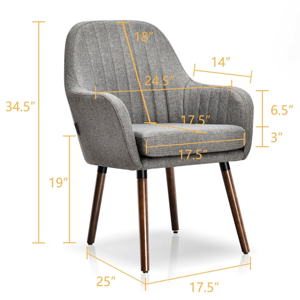 Finihen Modern Living Dining Room Accent Arm Chairs, Fabric Upholstered Accent Chairs with Wooden Legs, Set of 2, for Bedroom, Living Room, Gray Finihen Modern Living Dining Room Accent Arm Chairs, Fabric Upholstered Accent Chairs with Wooden Legs, Set of 2, for Bedroom, Living Room, Gray