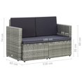 thumbnail image 4 of vidaXL 2-Seater Garden Sofa with Cushions Grey Poly Rattan, 4 of 5