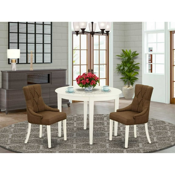 East West Furniture Dining Room Set Linen White, BOFR3-WHI-18
