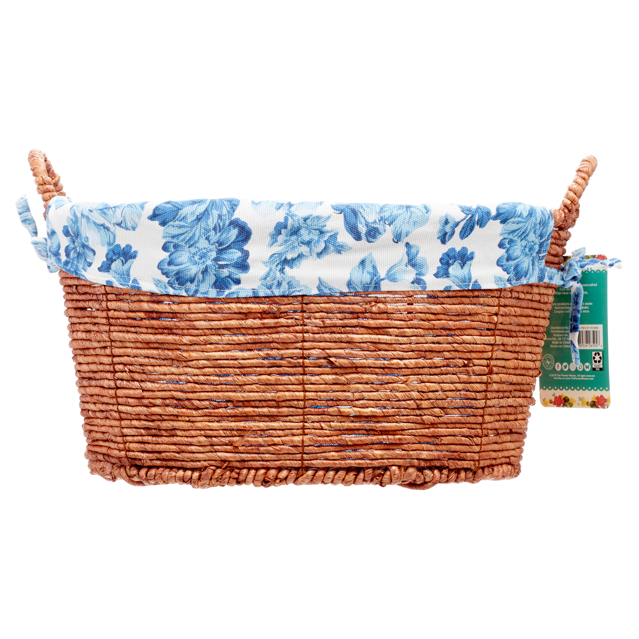Pioneer Woman Oval Blue Floral Maize Basket, Set of 3