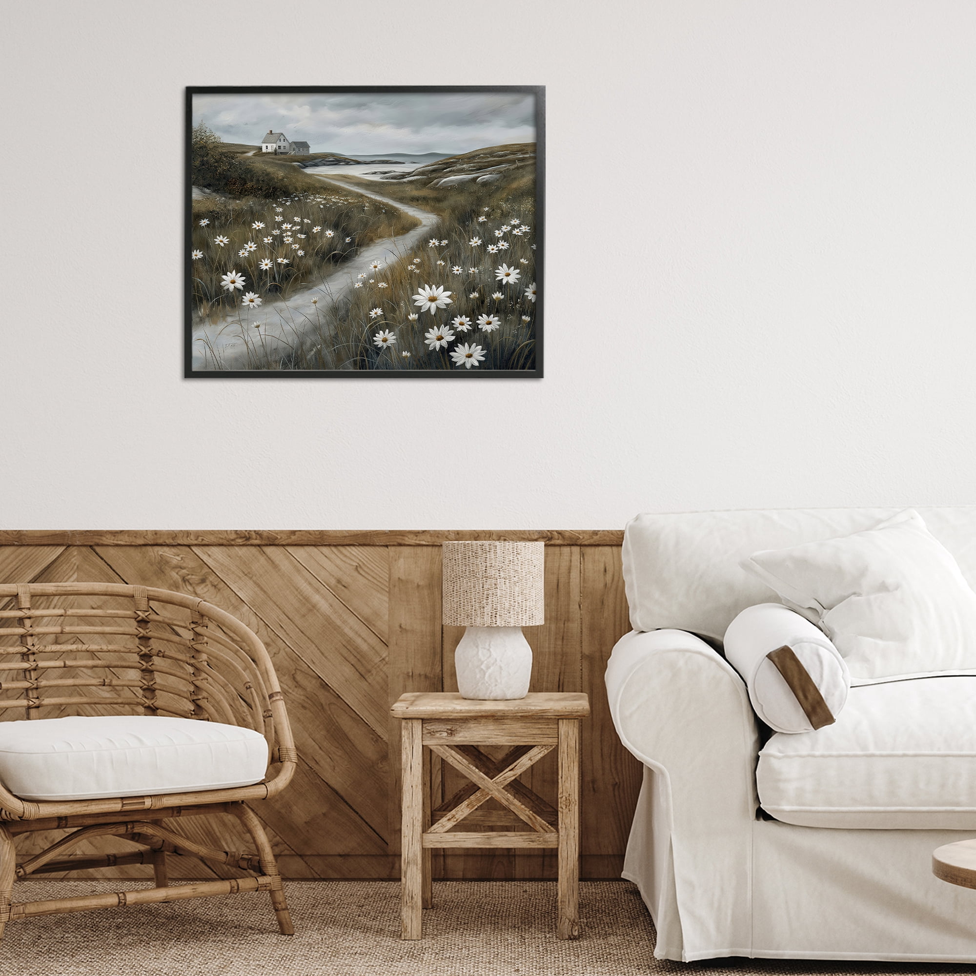 Stupell Industries Daisies Along Coastal Path Black Framed Giclee Art, design by Imagine It Images