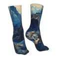 thumbnail image 7 of Cauagu Golden Blue Mountains Pattern Fun Novelty Crew Socks,Casual Athletic Socks Neutral Socks Cozy Crew Socks Christmas Gift, 7 of 7