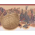 thumbnail image 1 of Floral Couronne Bouquet Panier Ferme Large Papier Peint Frontière Retro Design, Rouleau 15' x 9.25'', 1 of 3