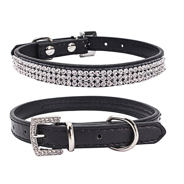 Collar para mascotas con brillantes diamantes de imitación, collar plano de malla con diamantes, cadena de PU para perros, suministros para mascotas con forma de baya