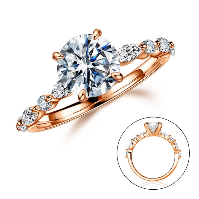 Anillo MOOSEA de moissanita de 1,5 quilates para mujer en oro rosa vermeil de 14 quilates