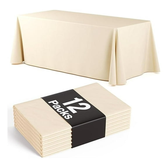 Disposable Tablecloths 12-Pack - 70x120 Inch Rectangular Table Covers for Parties, Weddings, Picnics - Plastic Tablecloths for Indoor & Outdoor Events