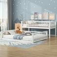 thumbnail image 3 of Harper & Bright Designs Twin XL Over Queen Wood Bunk Bed, Bunk Bed Frame with Ladder and Guardrails, White, 3 of 12