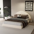 thumbnail image 3 of Queen Size Arched Boucle Bed with Side Table, Modern Platform Bed Frame with Plush Headboard, Floor Standing Design for Bedroom, Beige, 3 of 8