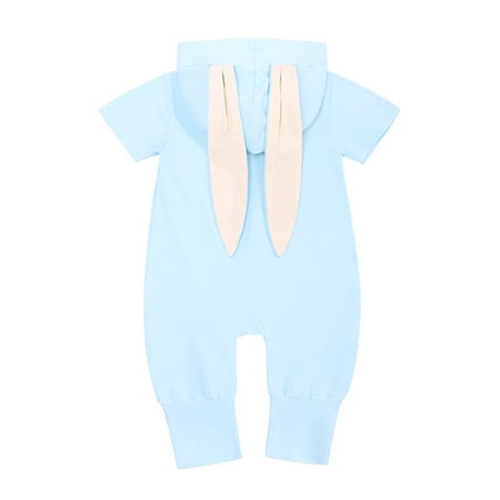 

RPVATI Baby Boys Girls Hooded Short Sleeve Romper Solid Jumpsuit Winter Infant Bodysuit