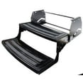 thumbnail image 1 of Lippert Components Entry Step 432682 2 Manual Folding Steps; 24 Inch Width x 7 Inch Depth; Bolt On; Radius Corner With Diamond Groove Tread; Powder Coated Black Heavy Gauge Steel; Not Illuminated, 1 of 2