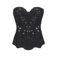 thumbnail image 4 of KHONTS Corset Top for Women Textured Sheer Floral Lace Bustier Cincher Lace-Up Corset Halloween Overbust Tops Black L, 4 of 4