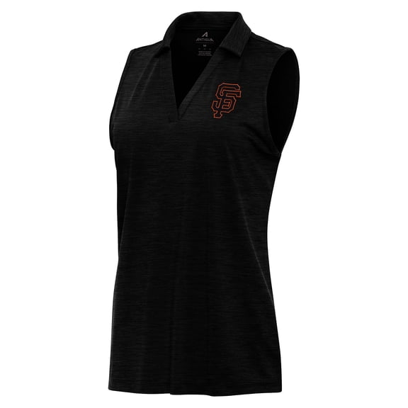 Women's Antigua Heather Black San Francisco Giants Layout Sleeveless Polo