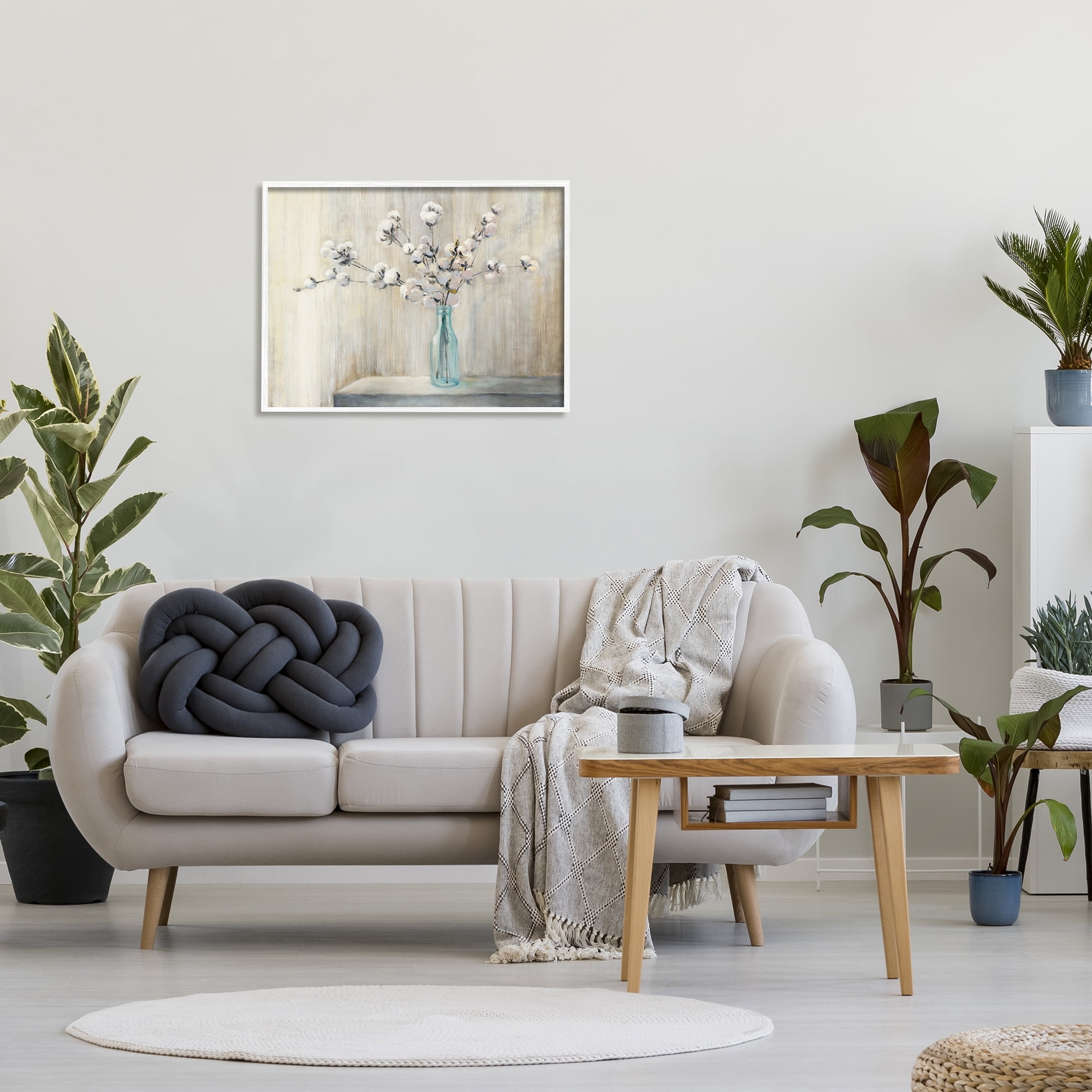Stupell Industries Beautiful Cotton Flower Grey Brown Painting, 24 x 30,Design by Julia Purinton
