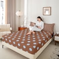 thumbnail image 4 of Homewish Kids Children Retro Polka Dots Twin Sheet Sets 3pcs,Minimalist Circle Twin Fitted Sheet Microfiber,Mid Century Vintage Geometric Breathable Flat Sheet,Ultra Soft Home Decor, 4 of 7