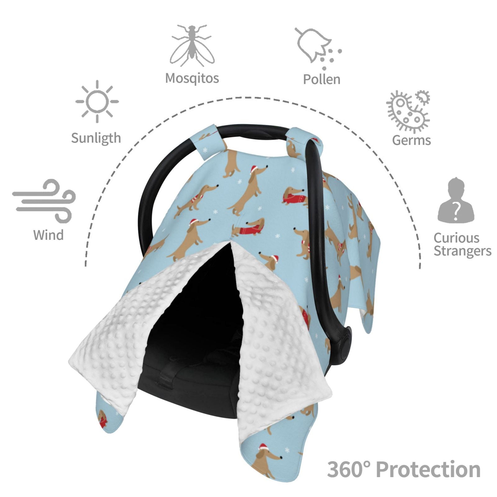 Car Seat Cover Baby - Dachshund Dog Puppy No.1057 Breathable Infant Car Seat Cover for Baby Carseat, Lightweight Comfort Baby Essentials Must Haves Newborn Stuff for Girl Boy