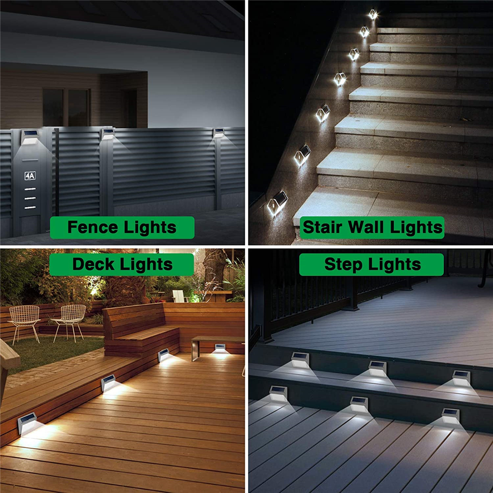 CUH Solar Deck Lights Outdoor Solar Step Lights Stainless Steel Bright LED  Solar Powered Stair Lights Dust to Dawn Outdoor Lighting for Steps Stairs  Decks Fences Paths Patio Walkway