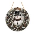 thumbnail image 1 of Letrero de metal vintage de Navidad con diseño de muñeco de nieve para exteriores, porche, copos de nieve, decoración de pared, 12 pulgadas, 1 of 3