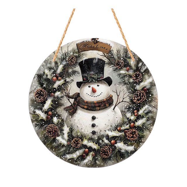 Letrero de metal vintage de Navidad con diseño de muñeco de nieve para exteriores, porche, copos de nieve, decoración de pared, 12 pulgadas