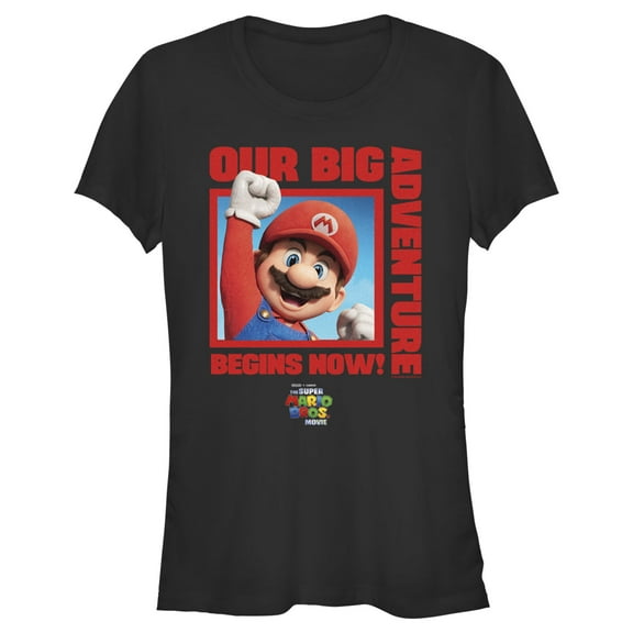 Junior's The Super Mario Bros. Movie Mario Our Big Adventure Begins Now Red Graphic Tee Black Large