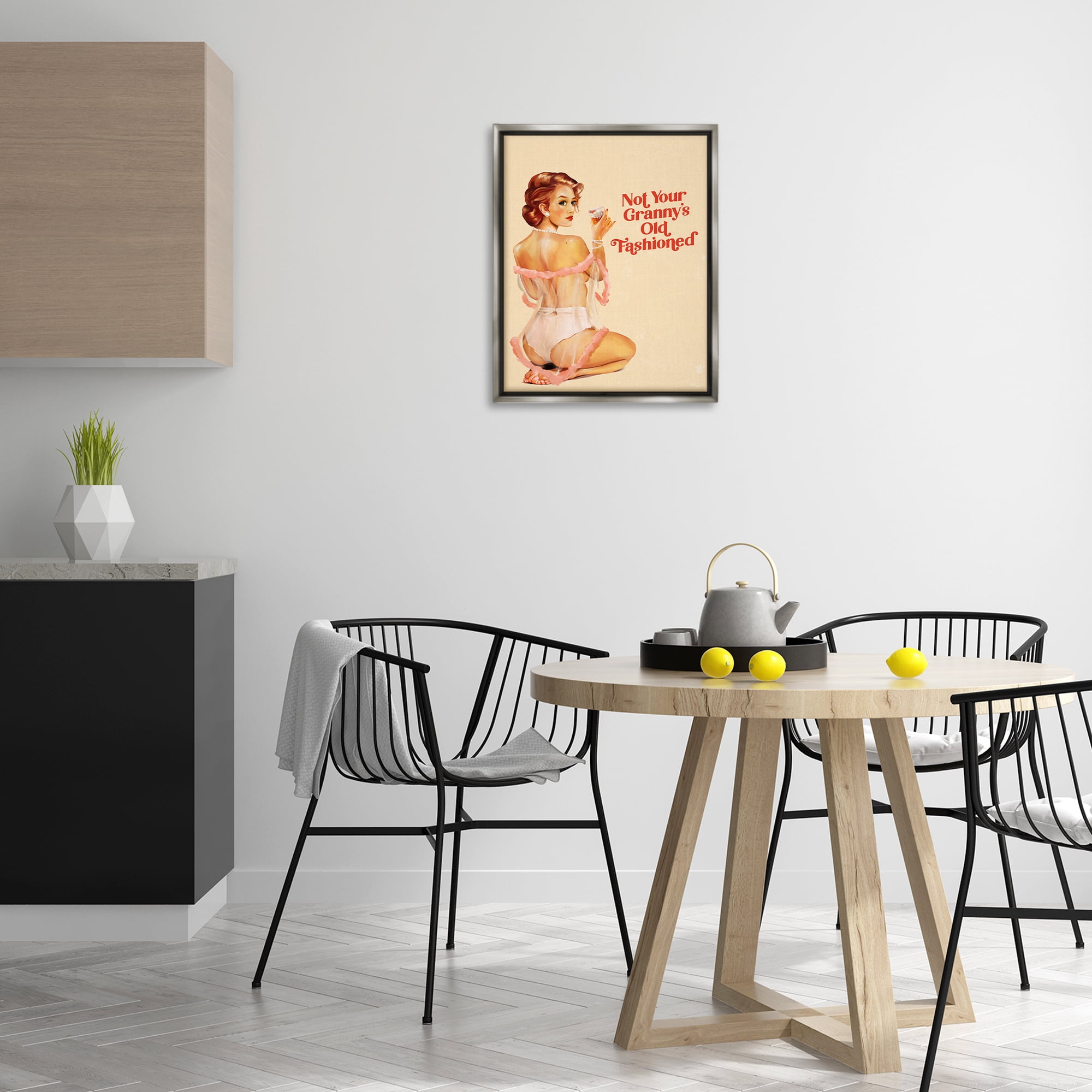 Stupell Industries Not Your Granny's Old Fashioned People Painting Gray Floater Framed Canvas Art Print Wall Art, 17 x 21