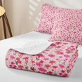 thumbnail image 4 of Erosebridal Flower Strip Quilt Full,Pink Wildflower Pattern Full Bedspread Sets For Girls,3pcs, 4 of 7