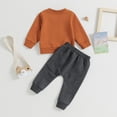 thumbnail image 4 of Douhoow 2Pcs Baby Boy Winter Outfits Long Sleeve Sweatshirt Tops Drawstring Sweatpants 0-3 Years, 4 of 9