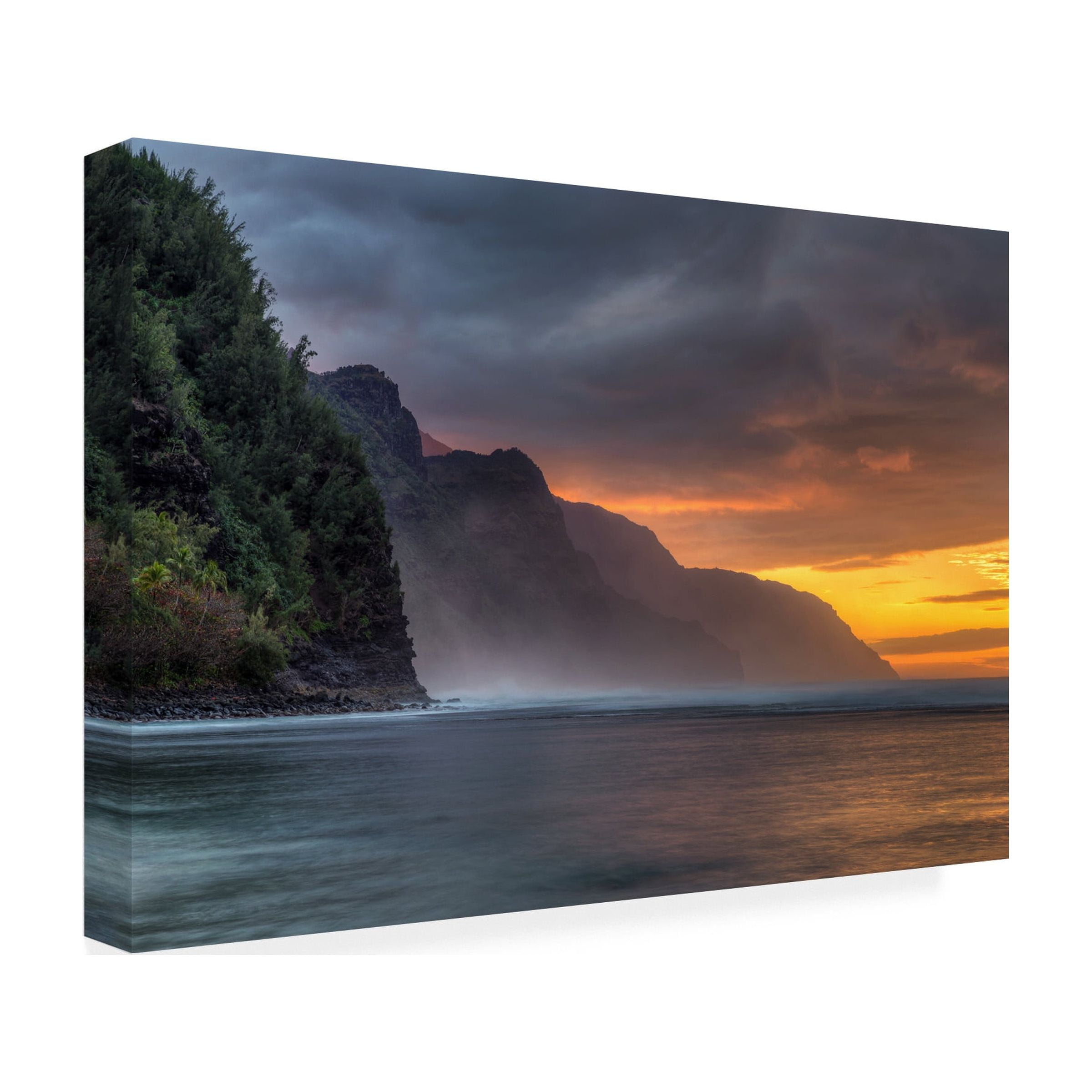 Trademark Fine Art Pierre Leclerc Napali Sunset Kauai Canvas Wall Art - 12x19