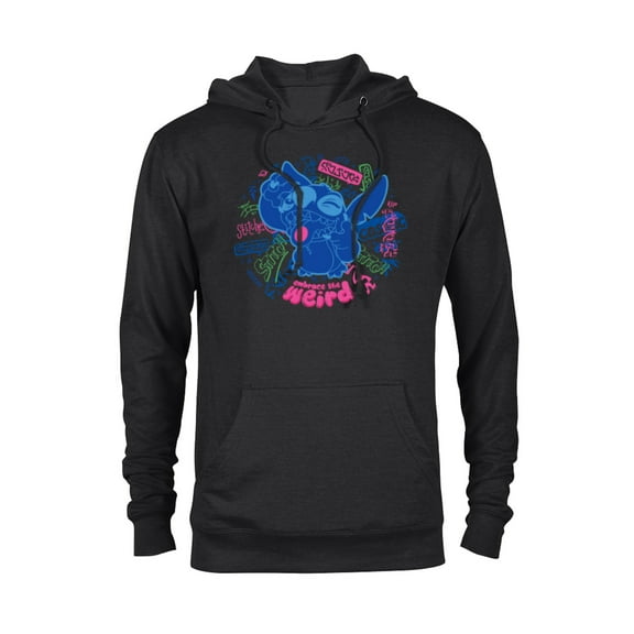 Disney Stitch Embrace the Weird Freestyle Alien Street Tags- Pullover Hoodie for Adults - Customized-Black