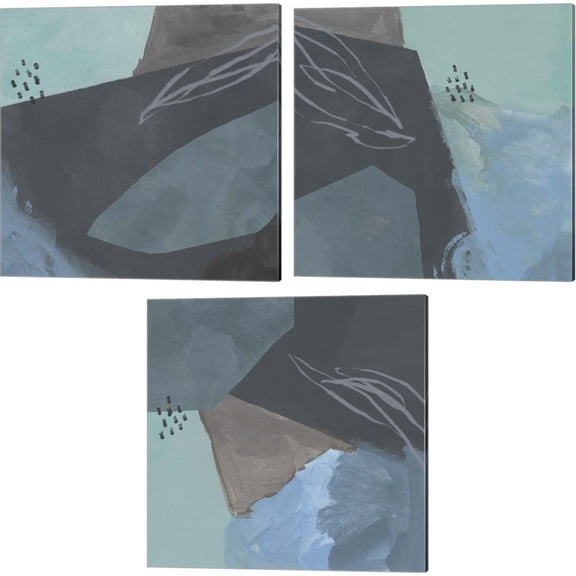 Great Art Now Steely Abstract by Jacob Green 3 Piece Canvas Art Set Each 14W x 14H