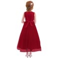 thumbnail image 5 of IDOPIP Little Big Girl Flower Tulle Bridesmaid Dress Princess Pageant Birthday Party Wedding Formal Floor Long Dance Evening Vintage Lace Maxi Gown 8-9 Years Red, 5 of 7