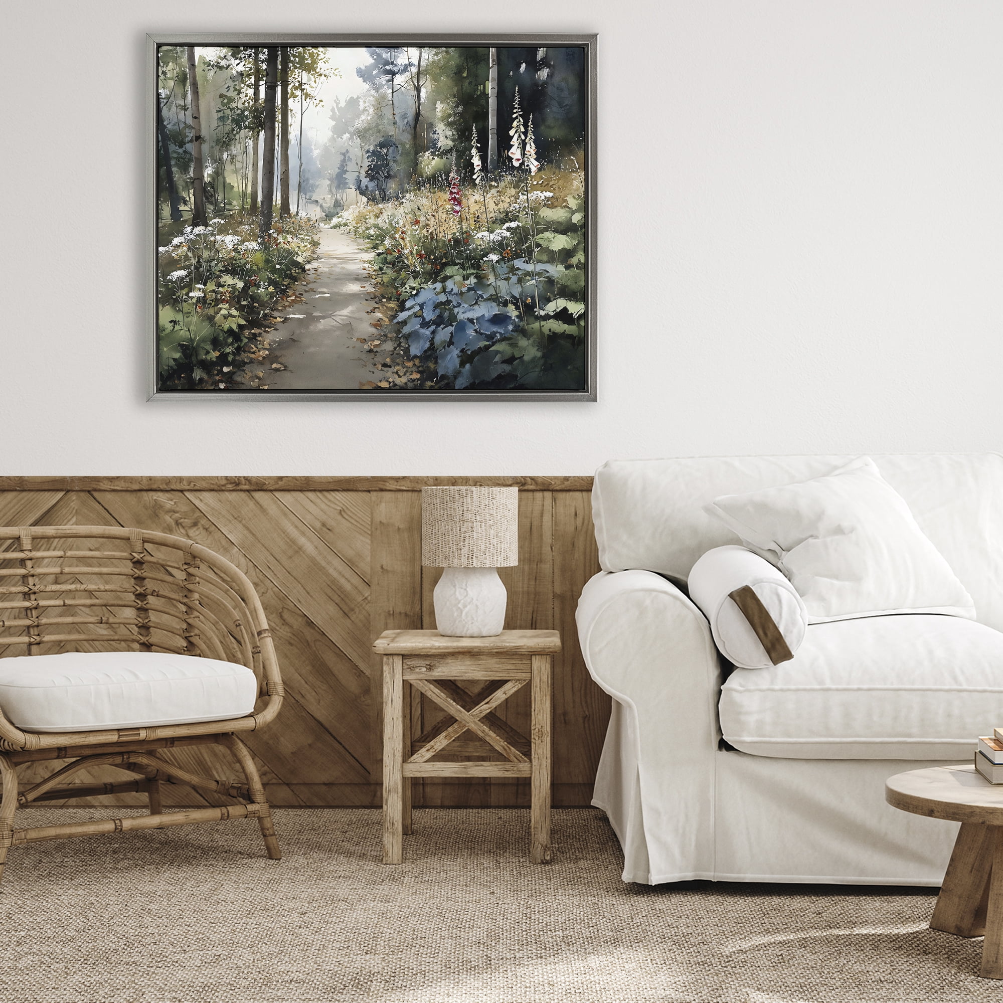 Stupell Industries Foliage Forest at Dusk Gray Framed Floater Canvas Wall Art, design by Franklyn Gregory