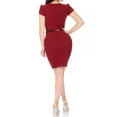 thumbnail image 3 of Women's Casual Solid Puff Sleeves Midi Dress with Belt, 3 of 6