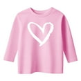 thumbnail image 4 of XUELUO Little Girls T-Shirts Three Quarter Sleeve Crewneck Heart Doodle Tee Tops Playful Casual Trendy Spring Daily Kid Tshirts, 4 of 4