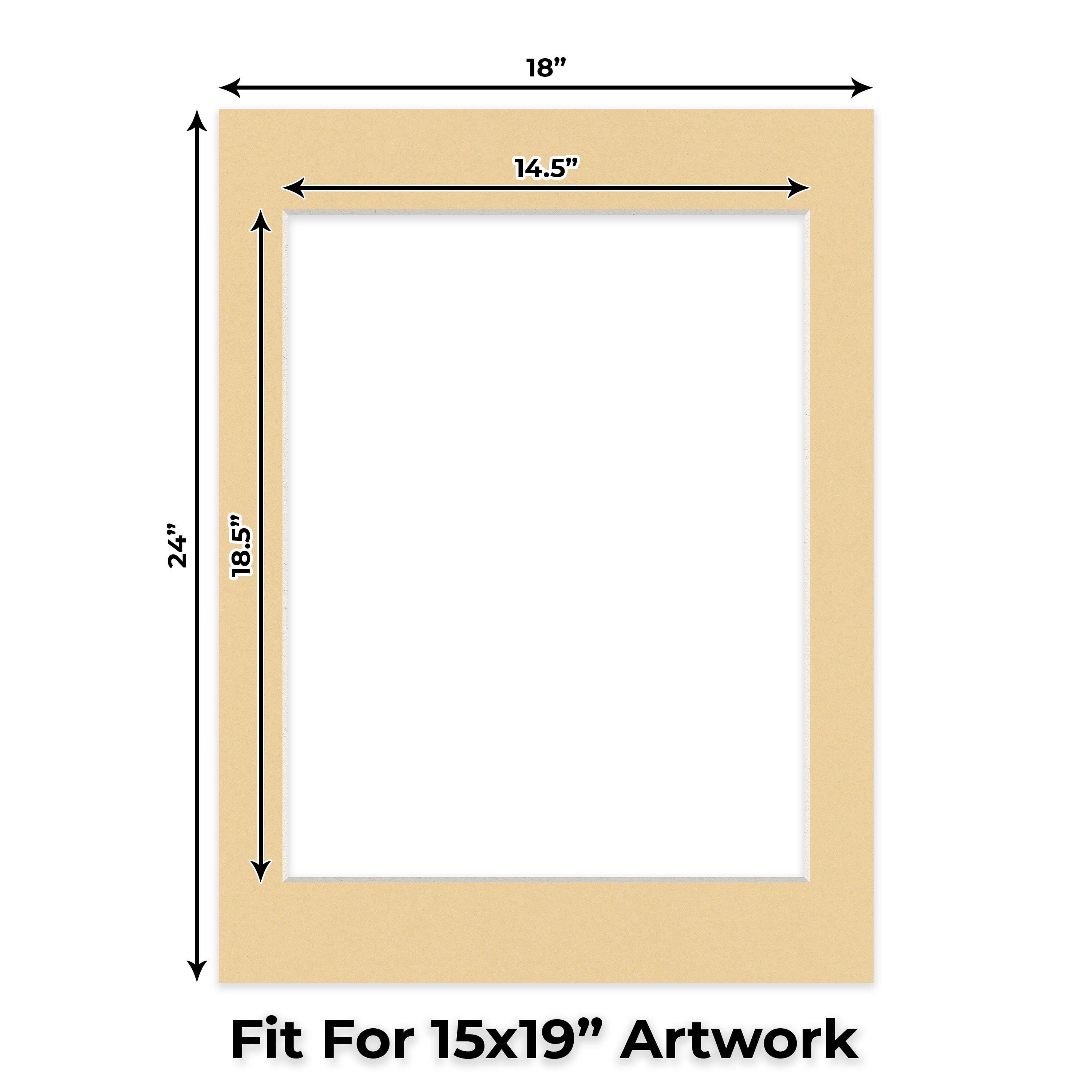 Beige Picture Frame Mat for 18x24 Frames - Fits 15x19 Photos - 25 Mats