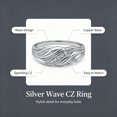 thumbnail image 3 of EJG Twisted Band Cubic Zirconia Ring Silver Tone Pave CZ Statement Ring Women Fashion Jewelry Gift, 3 of 7