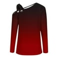 thumbnail image 3 of Annhoo One Shoulder Tops for Women Criss-Cross Long Sleeve Shirts Fashion Cold Shoulder Gradient Color Tees, 3 of 4