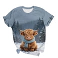 thumbnail image 6 of KICILVS Christmas Blouses for Women Cow Graphic Short Sleeve Round Neck Top Cute Holiday Tee for Festive Events, 6 of 6