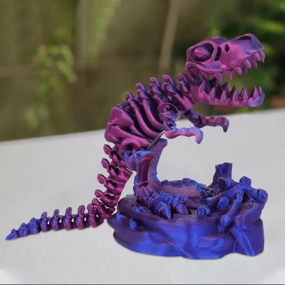 Easter Basket Stuffers - 3D Printed Dinosaur Toy, Mystery Crystal Dinosaur Egg with Articulated Tyrannosaurus Rex, Easter Basket Gifts Flexible Rexy Toys