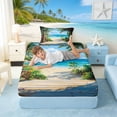 thumbnail image 5 of Manfei Oil Painting Tropical Palm Tree Twin Sheet Sets for Kids Boys and Girls, Coastal Ocean Beach Bedding 3pcs, 1 Flat Sheet, 1 Fitted Sheet and 1 Pillowcase, 5 of 6