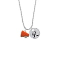 thumbnail image 2 of Delight Jewelry Silvertone Small Orange Megaphone Silvertone Script Initial Disc - R - Charm Necklace, 20"+3", 2 of 4