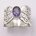 thumbnail image 3 of 925 Sterling Silver Cut Iolite Handcrafted Celtic Ring Size 7.5 Made In India, 3 of 3