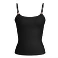 thumbnail image 5 of Delayuji Women Y2K Spaghetti Strap Camisole Crop Top Deep V Neeck Slim Vest Going Out Shirt Tank Tops Streetwear Black L Nylon,Spandex Spring Tops for Women, 5 of 9