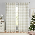 thumbnail image 7 of Bohogeo Buffalo Plaid Sheer Curtain Panels 84 inch Length, Farmhouse Check Window Treatment, Gingham Rod Pocket Curtain Drapes for Bedroom & Living Room, 2 Panels,38"x84", Tan, 7 of 7