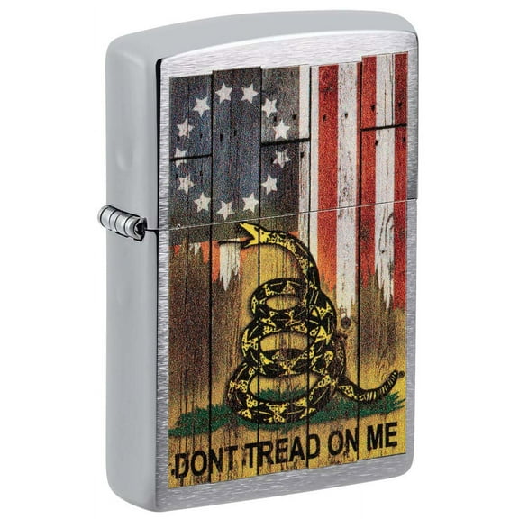 Zippo Lighter: Don't Tread on Me with 1776 Flag - Brushed Chrome 81212