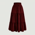 thumbnail image 2 of WTOBBY Women's Floral Lace Maxi Skirt Elastic Waist Boho Long Skirt Casual Beach Summer Skirt with Drawstring Lightweight Flowy Tiered Pleated Skirt for Vacation,Wine M, 2 of 4